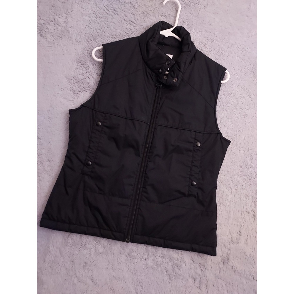 Lacoste Puffer Vest Womens Size 40 Jacket Black Full Zip Preppy Casual Outdoor